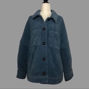 💛 L 💛 NWT Anthro Greylin Coat Soft Slate Buttons Patch Pockets